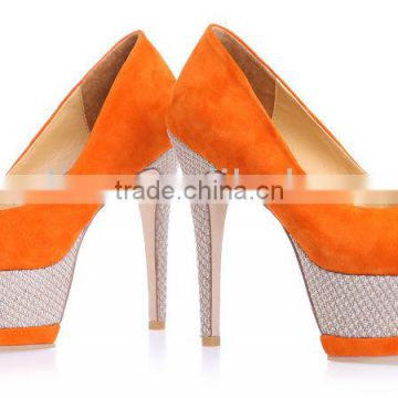 2016 Fashion orange shoes and matching bags patent leather women shoes