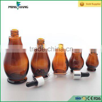 unique shape amber glass dropper bottles for essential oil wholesale