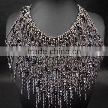 Water Drop Tassel Collar Necklace For Women Crystal Bead Brand Necklace Fashion Jewelry