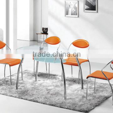 Tempered glass table with 4 chairs for dining room ( NK2732 &NK2733)