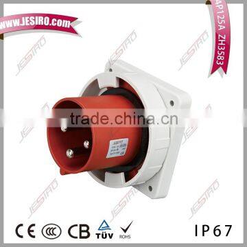 Factory direct sale IP65 125A ZH3583 female/male industrial panel mounted plug