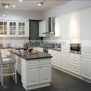 White PVC Thermal Foil Kitchen Set with island, Raised door Kitchen