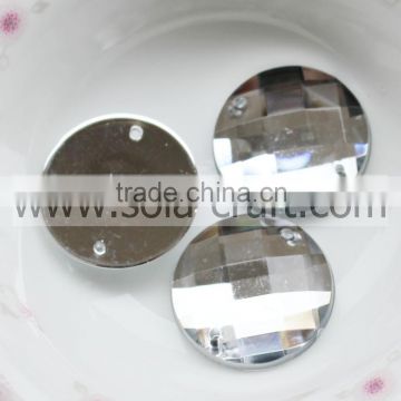 Decorative 20mm Transparent Silver Plastic Almond Cut Round Curtain Mirroed Bead Charm Design
