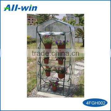 2016 Hot New Arrival and Most popular foldable four-layer mini greenhouse/ flower rack with PVC or 135g PE cover for plants