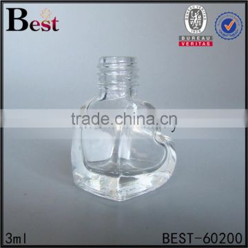 3ml clear nail polish glass bottle, heart shape, do painting and printing, free samples