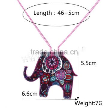 Top selling products 2017 Zinc Alloy lobster clasp acrylic elephant necklace