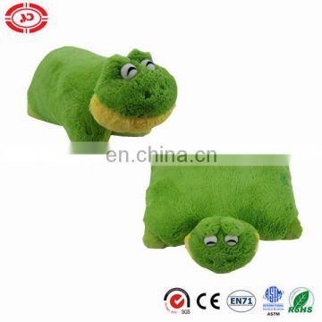 Green frog plastic eyes cute soft plush pillow well stuffed cushion 2in1