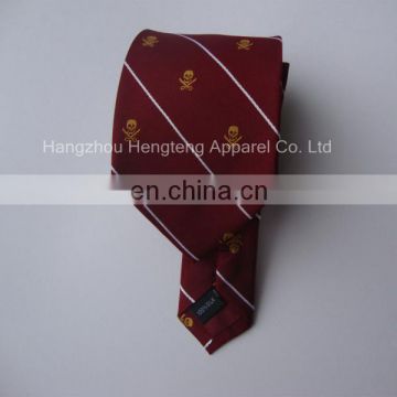 Stripe Design silk woven ties with skull pattern