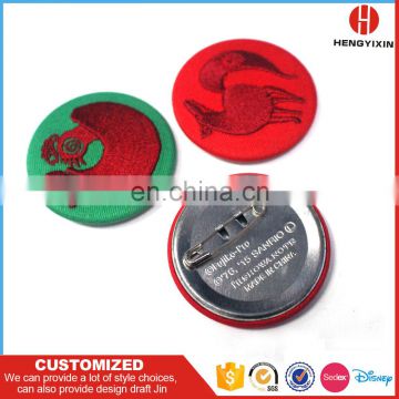 Customized logo hand made embroidery tin button badge