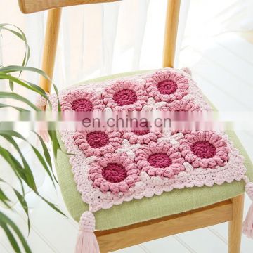 Yarncrafts Two-colour Square Sunflower Japanese Style Seat Cushion Handmade Washable Wholesale Price