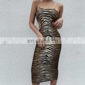 2020 Hot Sales Women Sexy Club Party Leopard Dresses Ladies Halter Mini Backless Dresses Women Summer Dress
