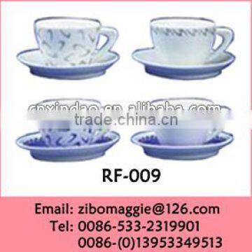 Popular Plain White Stripe Designed Best Quality Cute Porcelain Modern Milk Cup and Saucer