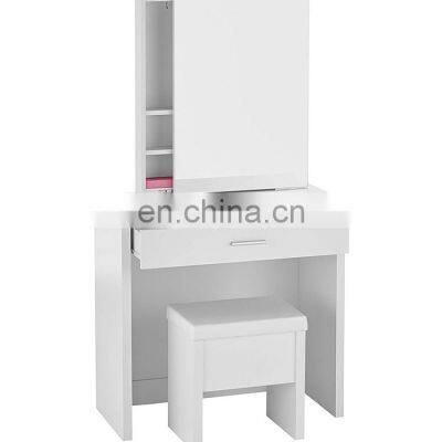 Melamine paper MDF wooden dresser With slide mirror