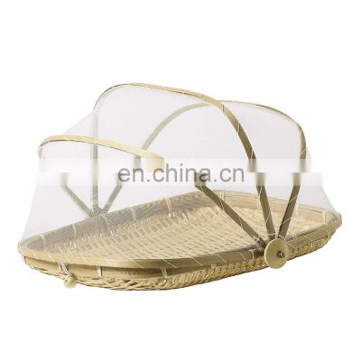 Bamboo food cover netted trays handmade basket tent food/bamboo food tray with cover/ bamboo food cover umbrella