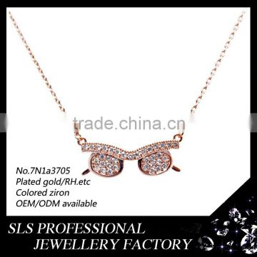 "glasses"shape pendant silver jewelry necklace new model necklace chain
