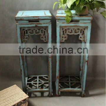 Chinese antique wooden blue Flower table