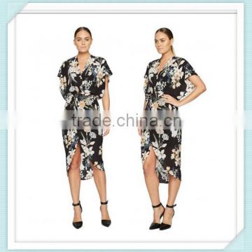 Lady's silk CDC digital printed 2 sets fashion dress
