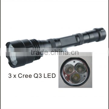 Hot sale Profession manufacture high quality aluminium 3 x CreeQ3 LED Flashlight