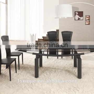 L808B Modern Large Extending Black Glass Black Gloss Dining Table 220 x 90cm