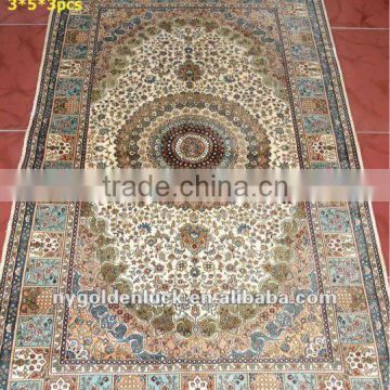 400L double knotted kashmiri designs 100%natural silk 3x5 persian carpet