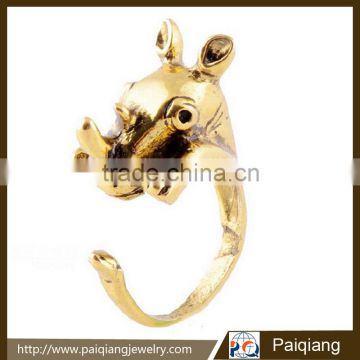 Simple design vintage animal cute rhino adjustable ring