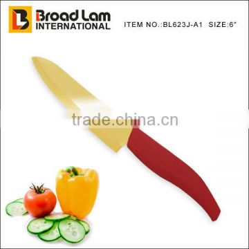 6" Ceramic Mirror Yellow Color shining knife with ABS+TPR handle