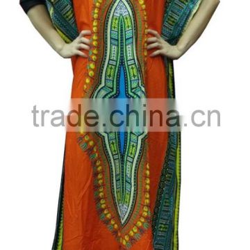 C1007 Multicolored newest popular loose comfortable color special pattern long dress soft material African dress