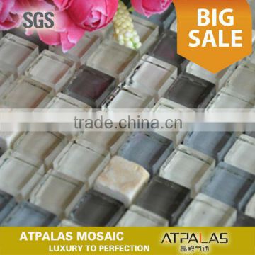 Stone Glass Tile collection-15x15mm clear glass mix stone tile, bath and backsplash glass wall and floor tile EGS100-B
