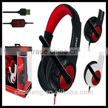 high quality USB gaming computer headphone with detachable mic