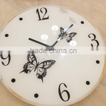 Butterfly Design Glass Wall Clock