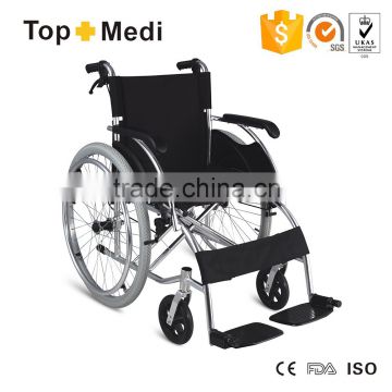 Rehabilitation Therapy Supplier Topmedi Deluxe Lightweight Manual Aluminum Alloy Wheelchair