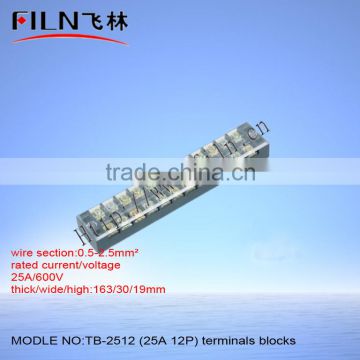 600v 25A 12P Copper material TB terminal block TB-2512