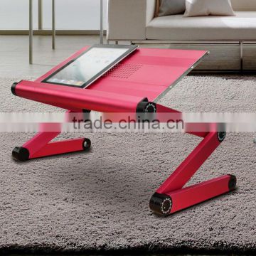 Swivel Adjustable Laptop Table Laptop Computer Desk Portable Bed Tray Book Stand Multifuctional & Ergonomic - red