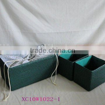 wheat straw storage basket with fabric lining