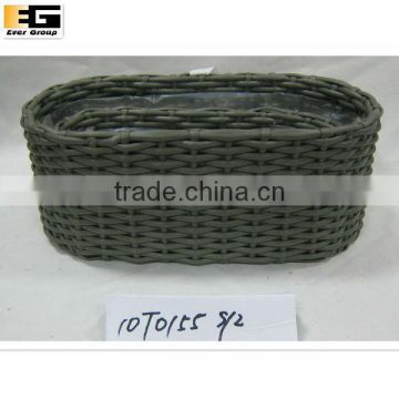 oval rattan woven plant stands w/pvc