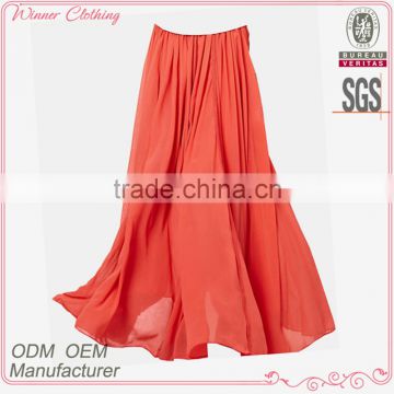 2016 Hot Selling Top Fashion Fairy Design Red Plain Color Chiffon Skirt