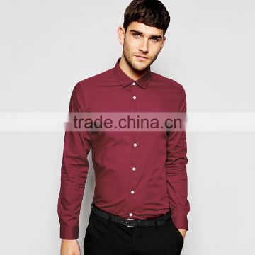 Slim Fit mans red shirt with long sleeves, latest formal shirt designs for men