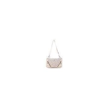 Spring White Crossbody Leather Handbags With Studs , Cover Type