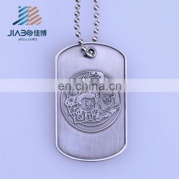 logo embossed blank custom metal dog tag with necklace