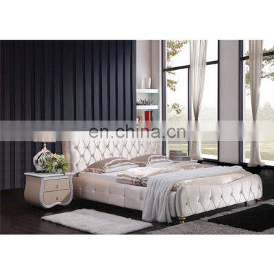 America style princess leather bed modern headboard wooden structure  bedroom furniture soft bed frame