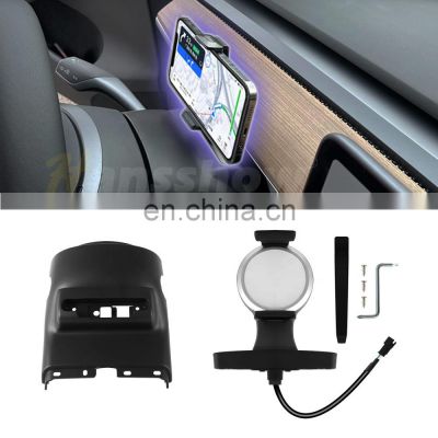 Car Smart Wireless Charging Mobile Iphone Holder Wireless Phone Charger For Tesla Model 3 Y Steering Wheel Phone Mount 2017-2022