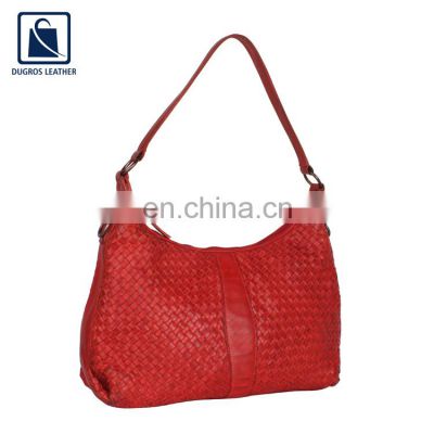 Eye Catching Luxurious Good Quality Swiss Cotton Stitching Women Genuine Leather Handbag