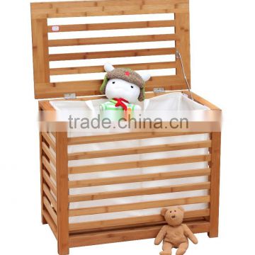 Bamboo Laundry Hamper with Cotton Fabric