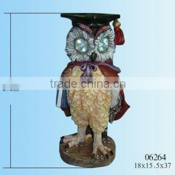 Polyresin owl professor w/solar light