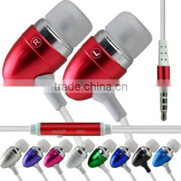 earphone for mobile phone with aluminum different colors