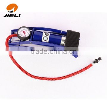 high quality durable high pressure single barrel cylinder with gauge JL9102(B) for Car and Motorcycle foot bike air pump