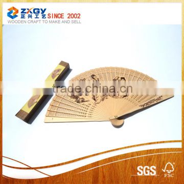 Wooden Fabric Hand Fan For Wedding