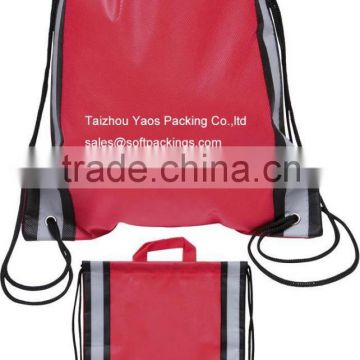 new design and custom drawstring bag with handle, promotional non woven drawstring bag, cheap wholesale reusable backpack bag