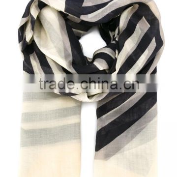 Fashion women scarf 100% cotton black and white stripes scarf