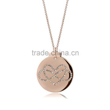 14K Rose Gold Plate with Genuine Crystal Stone Love & Infinite Pattern in 925 Silver/Brass Customize Design